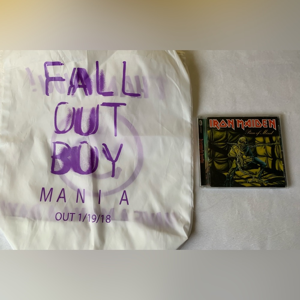 Fall Out Boy Mania Bag and Iron Maiden CD